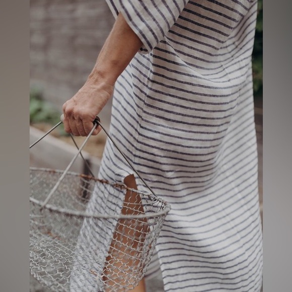 ESBY APPAREL- Gemma Sheer Striped 100% Linen Maxi Caftan Dress - 3X / 4X - Picture 4 of 15